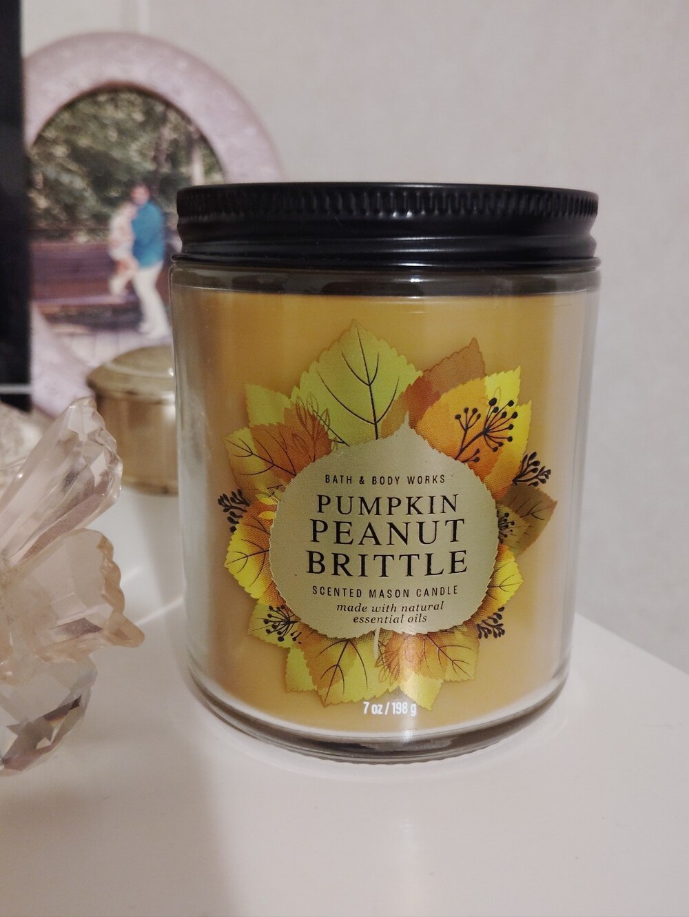 New Fresh Rare Bath & Body Works Pumpkin Peanut Brittle Single Wick Mason Candle